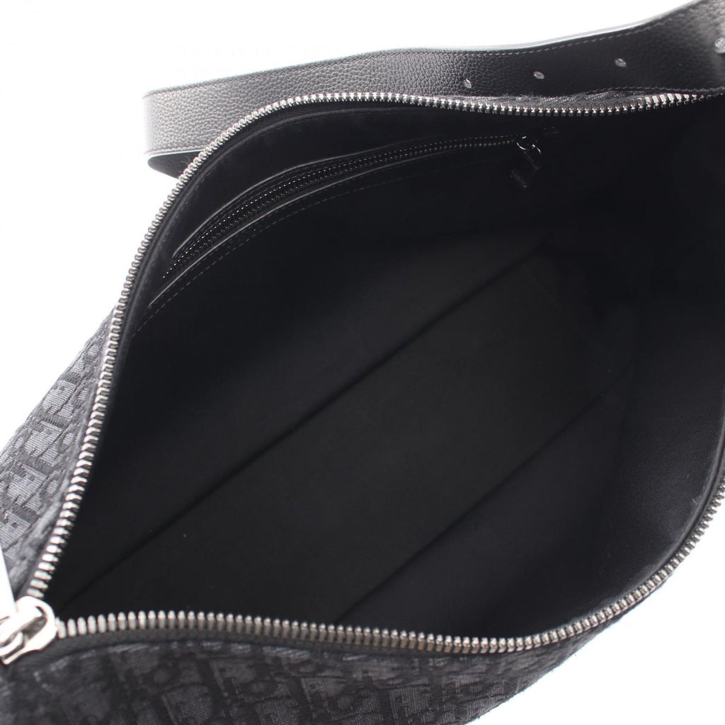Dior Shoulder Bag Slider with Zip Hobo Large Black Canvas Leather — view 3