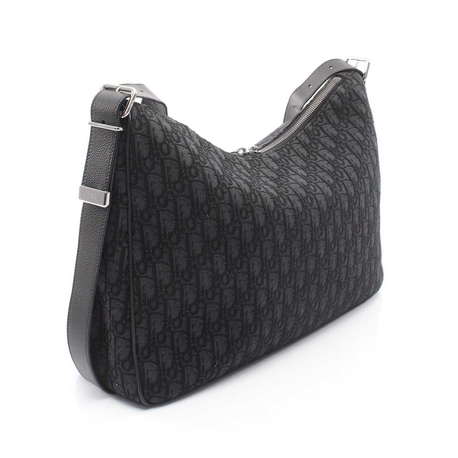 Dior Shoulder Bag Slider with Zip Hobo Large Black Canvas Leather — view 2