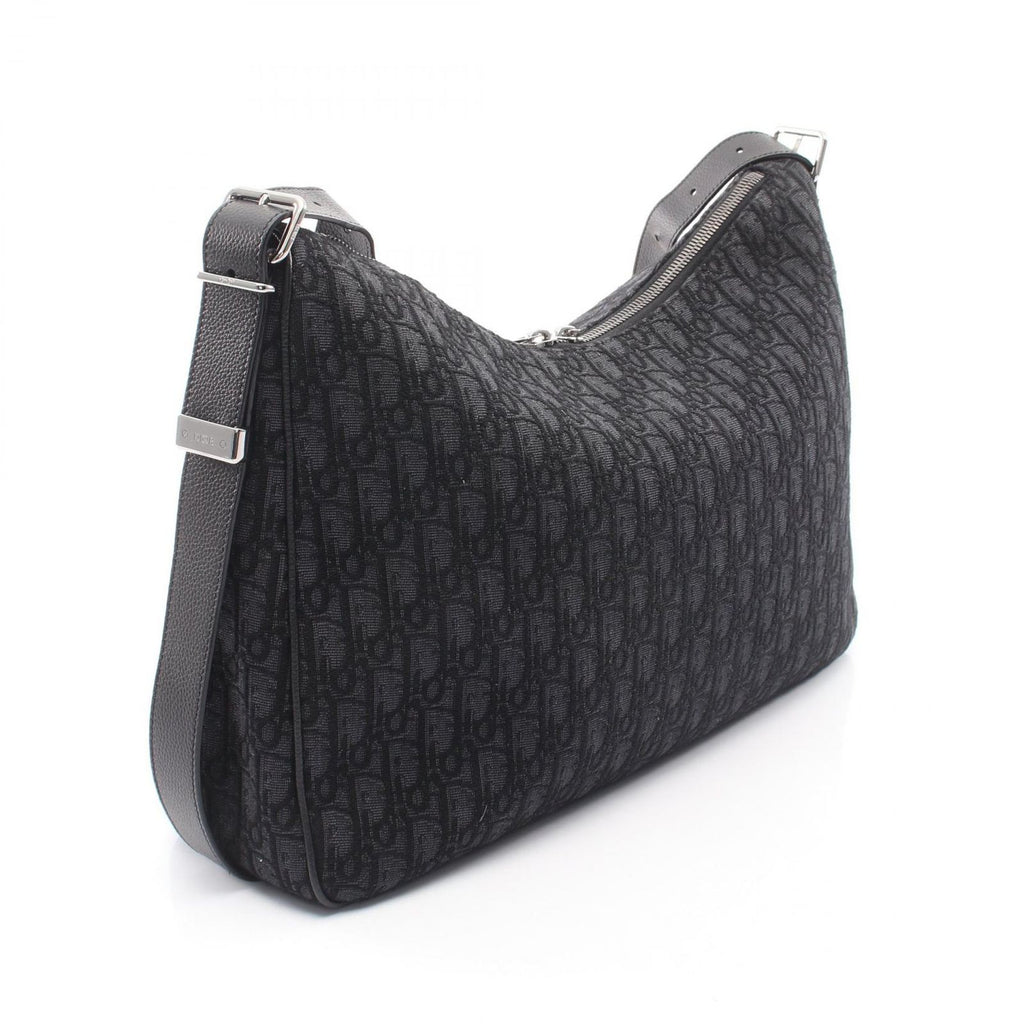 Dior Shoulder Bag Slider with Zip Hobo Large Black Canvas Leather — view 2
