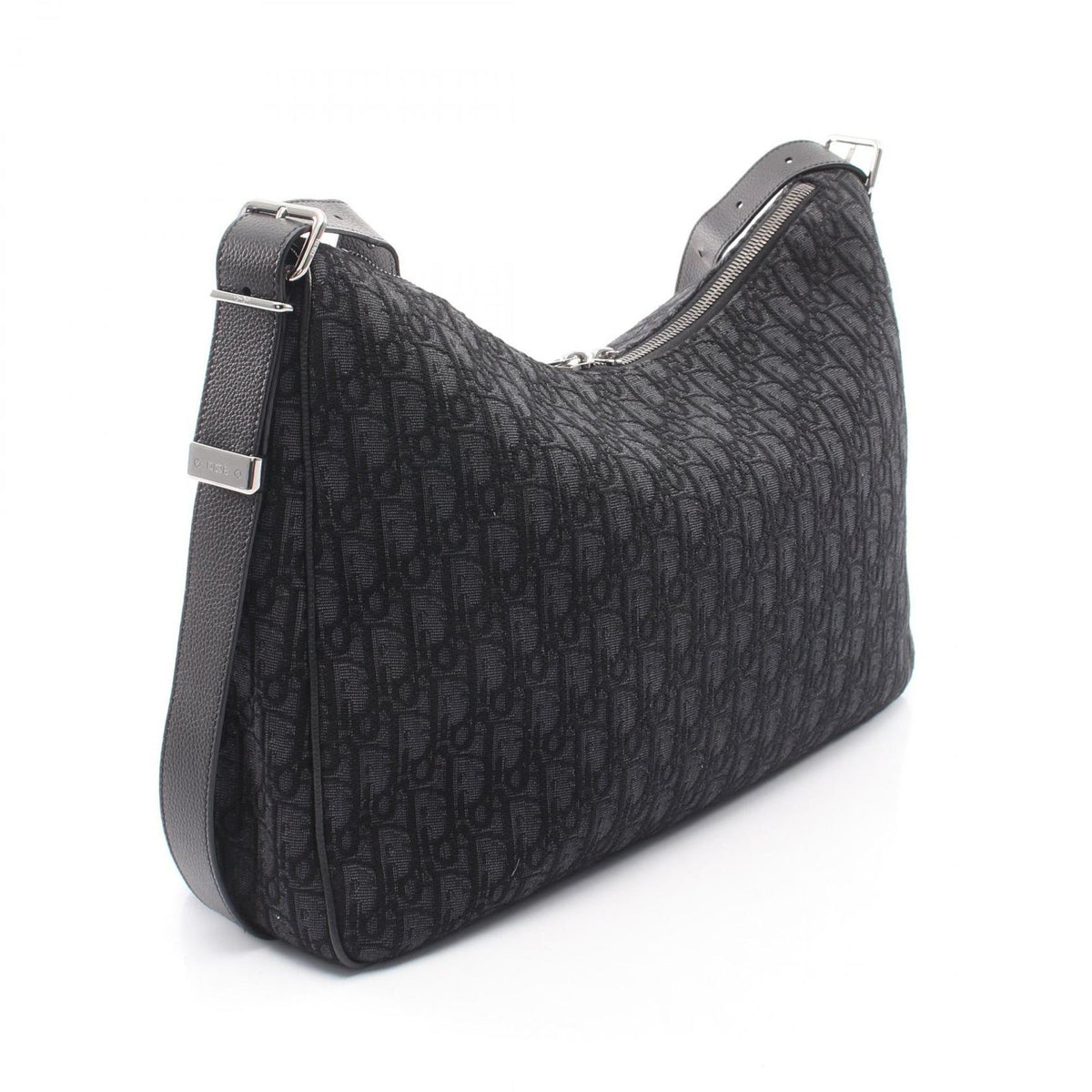 Dior Shoulder Bag Slider with Zip Hobo Large Black Canvas Leather — view 2