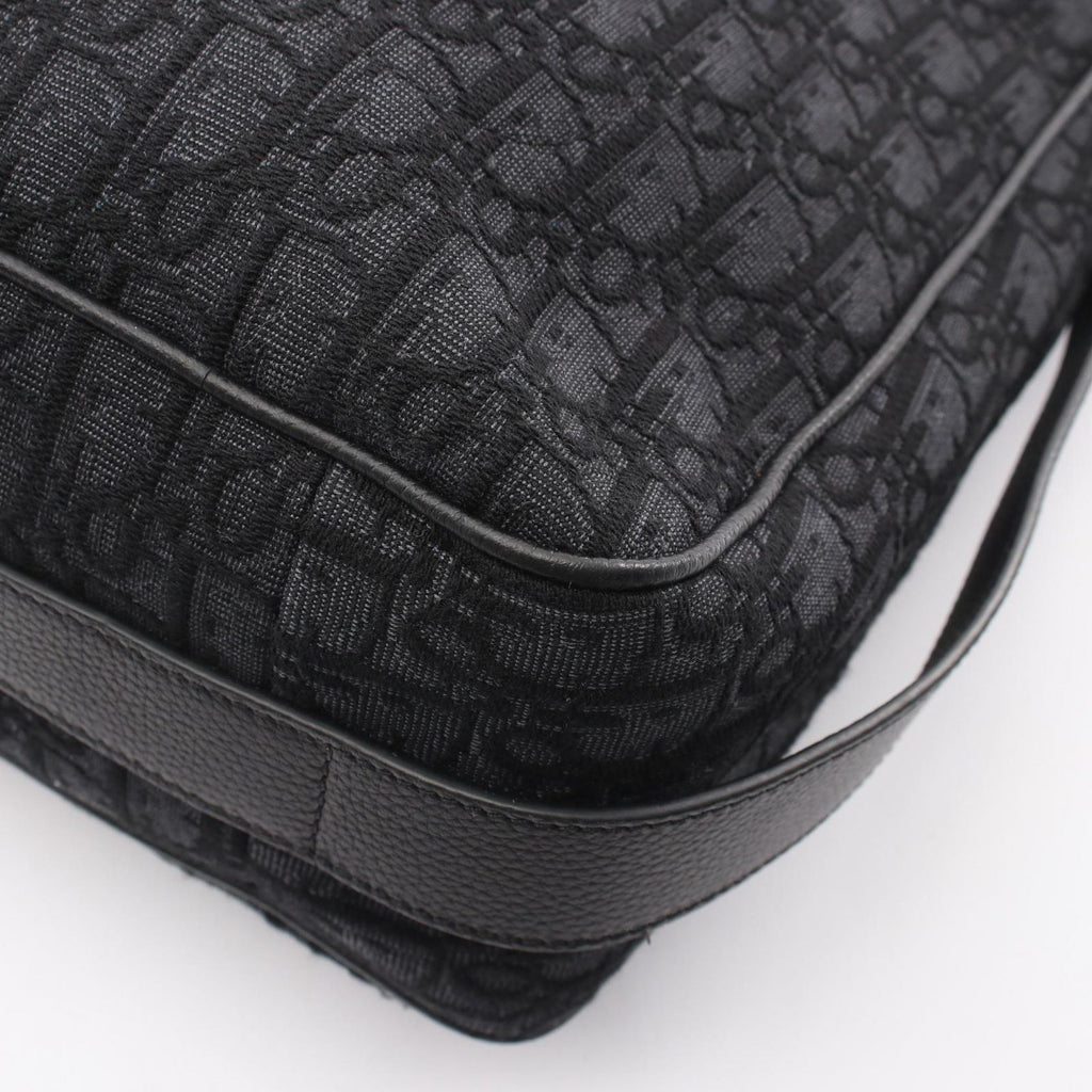 Dior Shoulder Bag Slider with Zip Hobo Large Black Canvas Leather — view 5