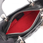 Dior Handbag Lady Dior 2-Way Black Leather Cannage Tote Midi — view 3