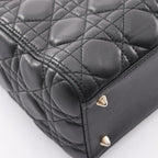 Dior Handbag Lady Dior 2-Way Black Leather Cannage Tote Midi — view 6