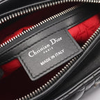Dior Handbag Lady Dior 2-Way Black Leather Cannage Tote Midi — view 4