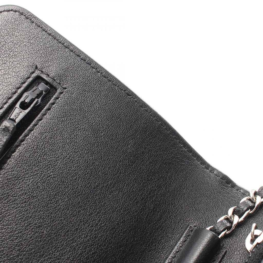 Chanel Shoulder Bag Quilted Black Calf Chain Wallet — view 9
