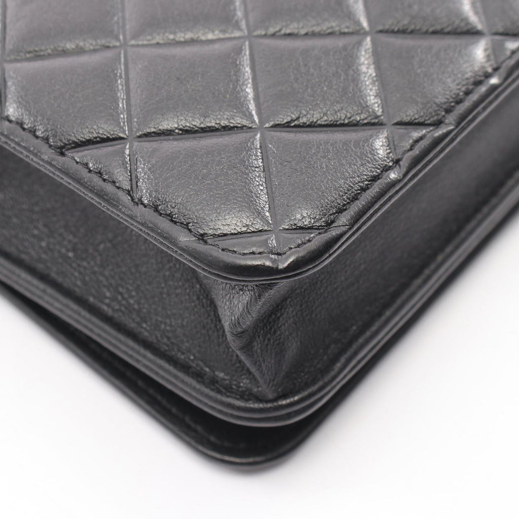 Chanel Shoulder Bag Quilted Black Calf Chain Wallet — view 6