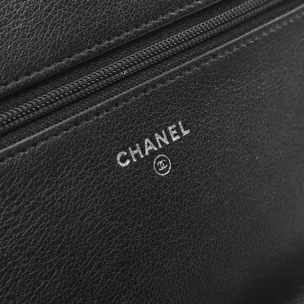 Chanel Shoulder Bag Quilted Black Calf Chain Wallet — view 4