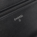 Chanel Shoulder Bag Quilted Black Calf Chain Wallet — view 4