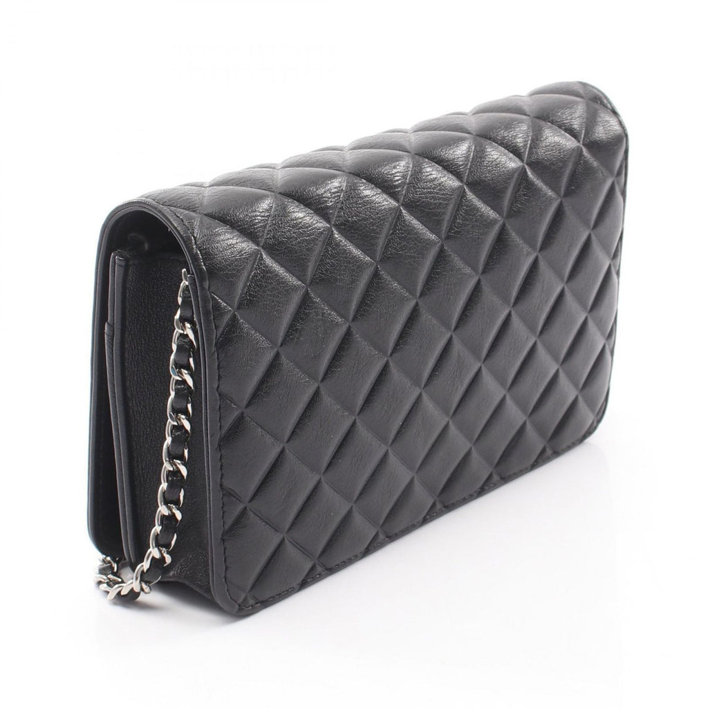 Chanel Shoulder Bag Quilted Black Calf Chain Wallet — view 2
