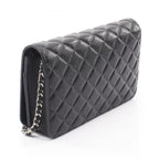 Chanel Shoulder Bag Quilted Black Calf Chain Wallet — view 2