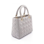 Dior Handbag Lady Dior 2-Way Gray Leather Cannage Tote Midi — view 2