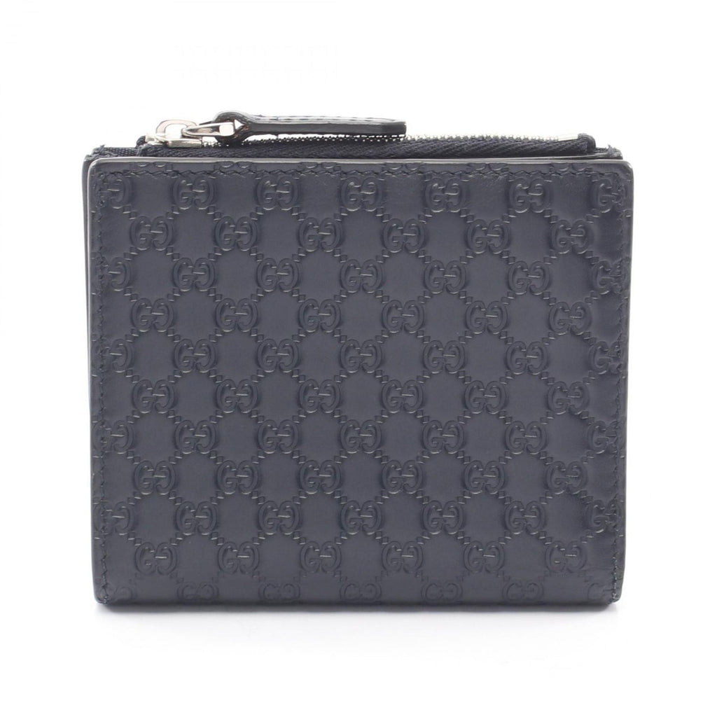 Gucci Bifold Wallet Micro Guccissima Navy Leather Compact