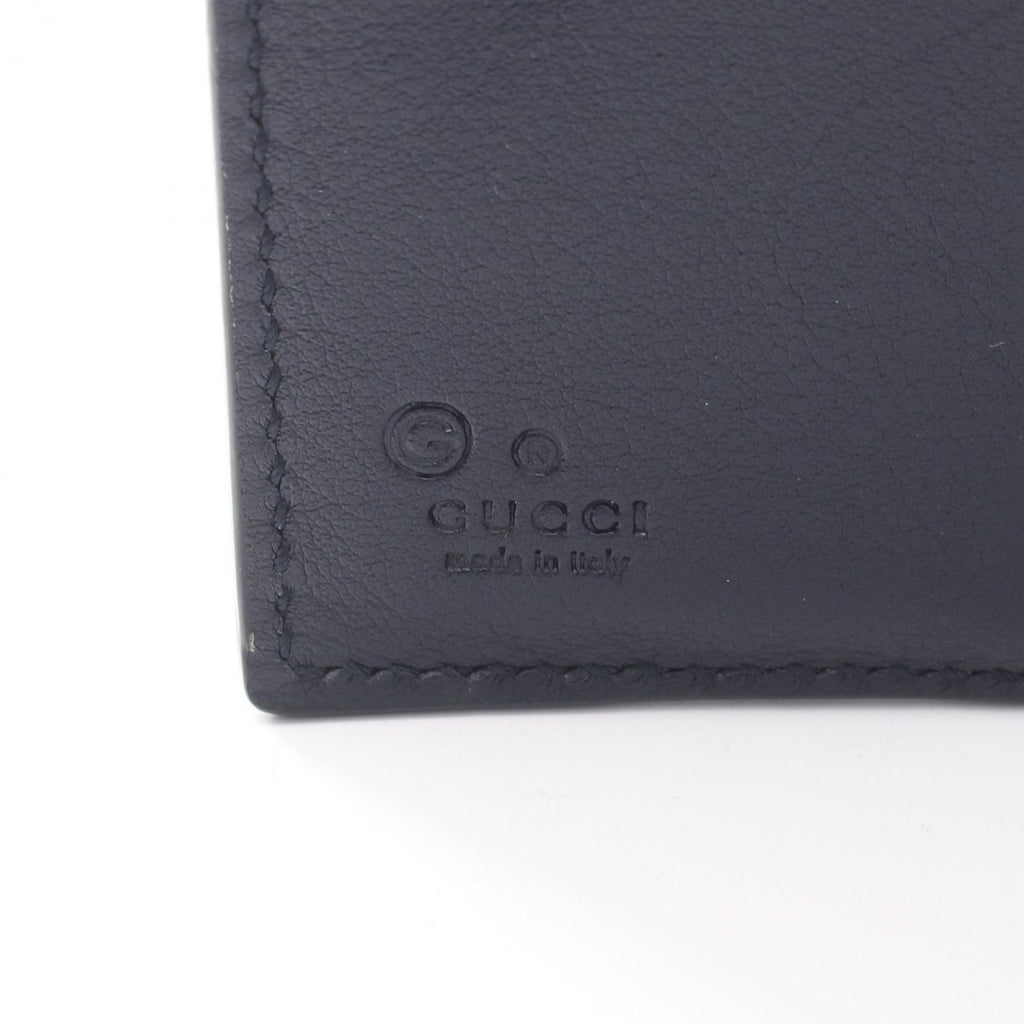 Gucci Bifold Wallet Micro Guccissima Navy Leather Compact — view 5