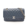 Chanel Shoulder Bag Quilted Single Flap Navy Caviar Leather Chain