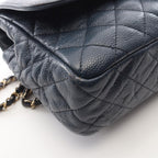 Chanel Shoulder Bag Quilted Single Flap Navy Caviar Leather Chain — view 6
