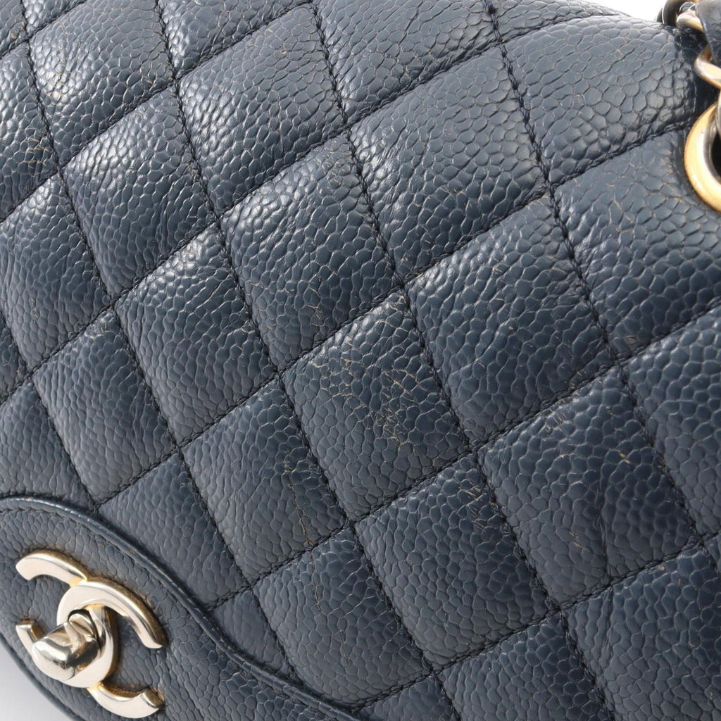 Chanel Shoulder Bag Quilted Single Flap Navy Caviar Leather Chain — view 9