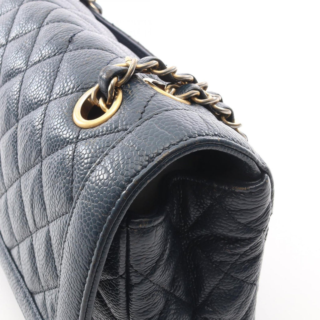Chanel Shoulder Bag Quilted Single Flap Navy Caviar Leather Chain — view 7