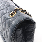 Chanel Shoulder Bag Quilted Single Flap Navy Caviar Leather Chain — view 7