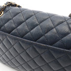Chanel Shoulder Bag Quilted Single Flap Navy Caviar Leather Chain — view 8