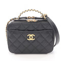 Chanel Shoulder Bag Quilted Vanity 2-Way Black Caviar Leather Small Chain