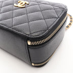 Chanel Shoulder Bag Quilted Vanity 2-Way Black Caviar Leather Small Chain — view 6