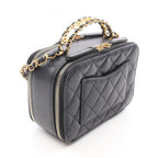 Chanel Shoulder Bag Quilted Vanity 2-Way Black Caviar Leather Small Chain — view 2