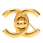 Chanel CC Logo Turnlock Brooch Vintage Gold Plated