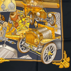 Hermes Carre 90 Automobile Black Gold Scarf Silk — view 5