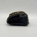 Chanel Large Shoulder Bag Quilted CC Logo Turnlock Gold Leather Black Chain — view 4