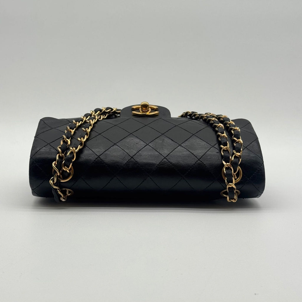 Chanel Large Shoulder Bag Quilted CC Logo Turnlock Gold Leather Black Chain — view 5