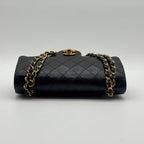 Chanel Large Shoulder Bag Quilted CC Logo Turnlock Gold Leather Black Chain — view 5