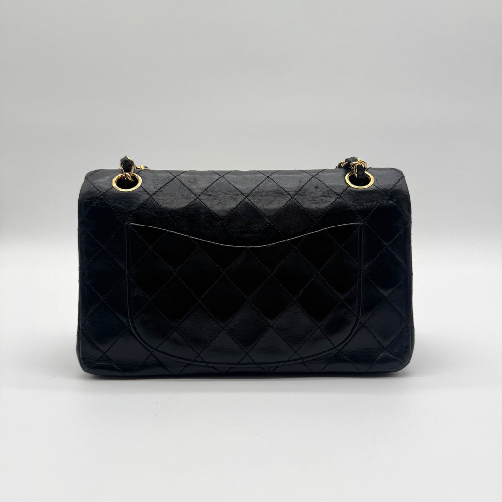 Chanel Large Shoulder Bag Quilted CC Logo Turnlock Gold Leather Black Chain — view 2