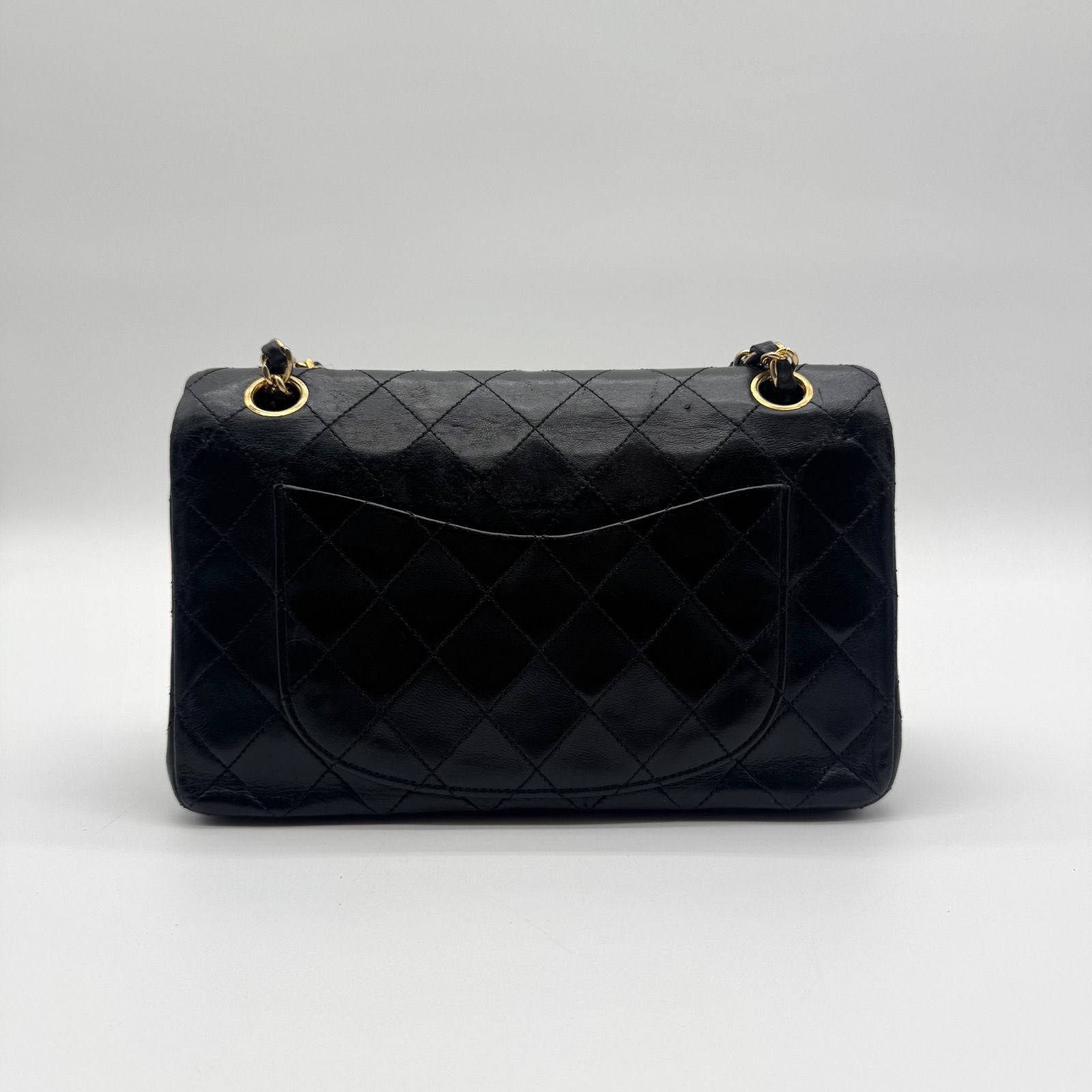 Chanel Large Shoulder Bag Quilted CC Logo Turnlock Gold Leather Black Chain — view 2