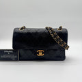 Chanel Large Shoulder Bag Quilted CC Logo Turnlock Gold Leather Black Chain