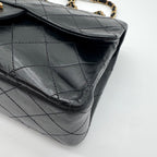 Chanel Large Shoulder Bag Quilted CC Logo Turnlock Gold Leather Black Chain — view 8