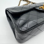 Chanel Large Shoulder Bag Quilted CC Logo Turnlock Gold Leather Black Chain — view 7