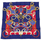 Hermes Carre 90 L'instruction du Roy Imperial Science Blue Red Silk Scarf