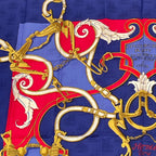 Hermes Carre 90 L'instruction du Roy Imperial Science Blue Red Silk Scarf — view 2