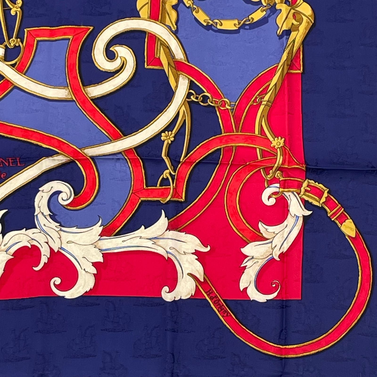 Hermes Carre 90 L'instruction du Roy Imperial Science Blue Red Silk Scarf — view 5