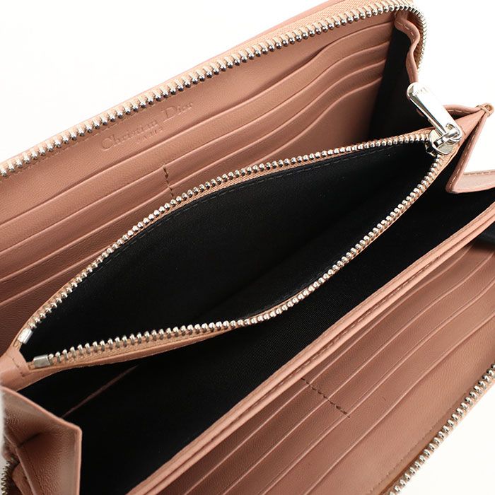 Dior Voyageur Wallet Lady Dior Zip Around Lambskin — view 4
