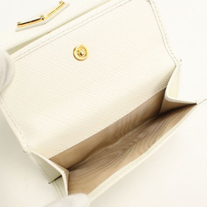 Prada Saffiano Triangle Wallet Qhh Trifold Leather — view 6