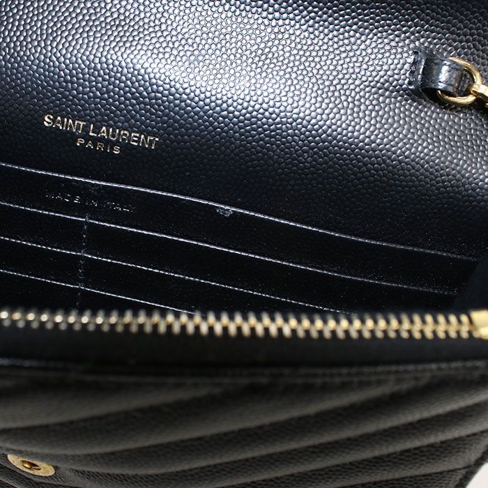 Saint Laurent Cassandra Chain Wallet Leather — view 6