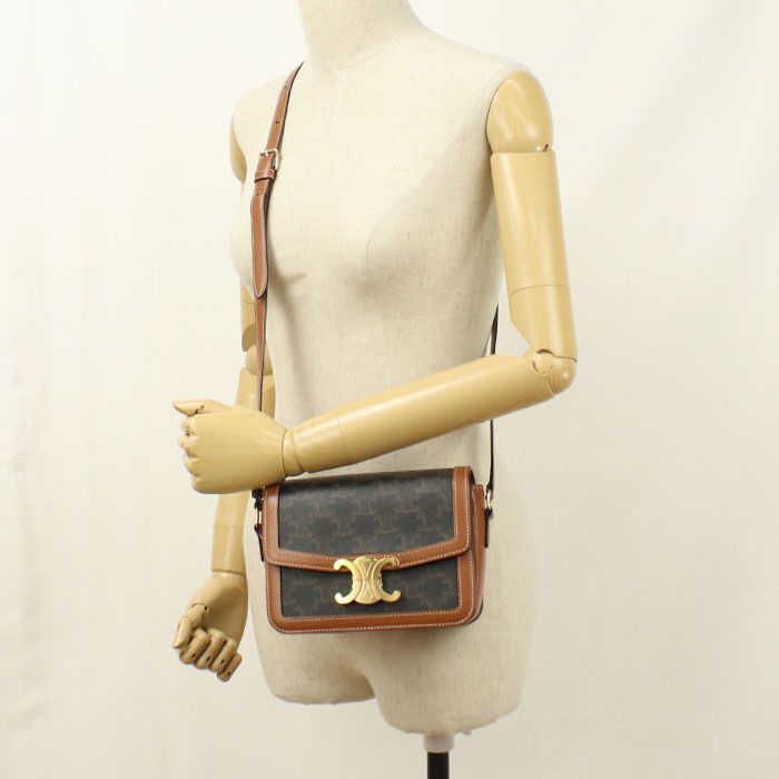 Celine Triomphe Teen Crossbody Shoulder Bag Canvas Calf — view 7