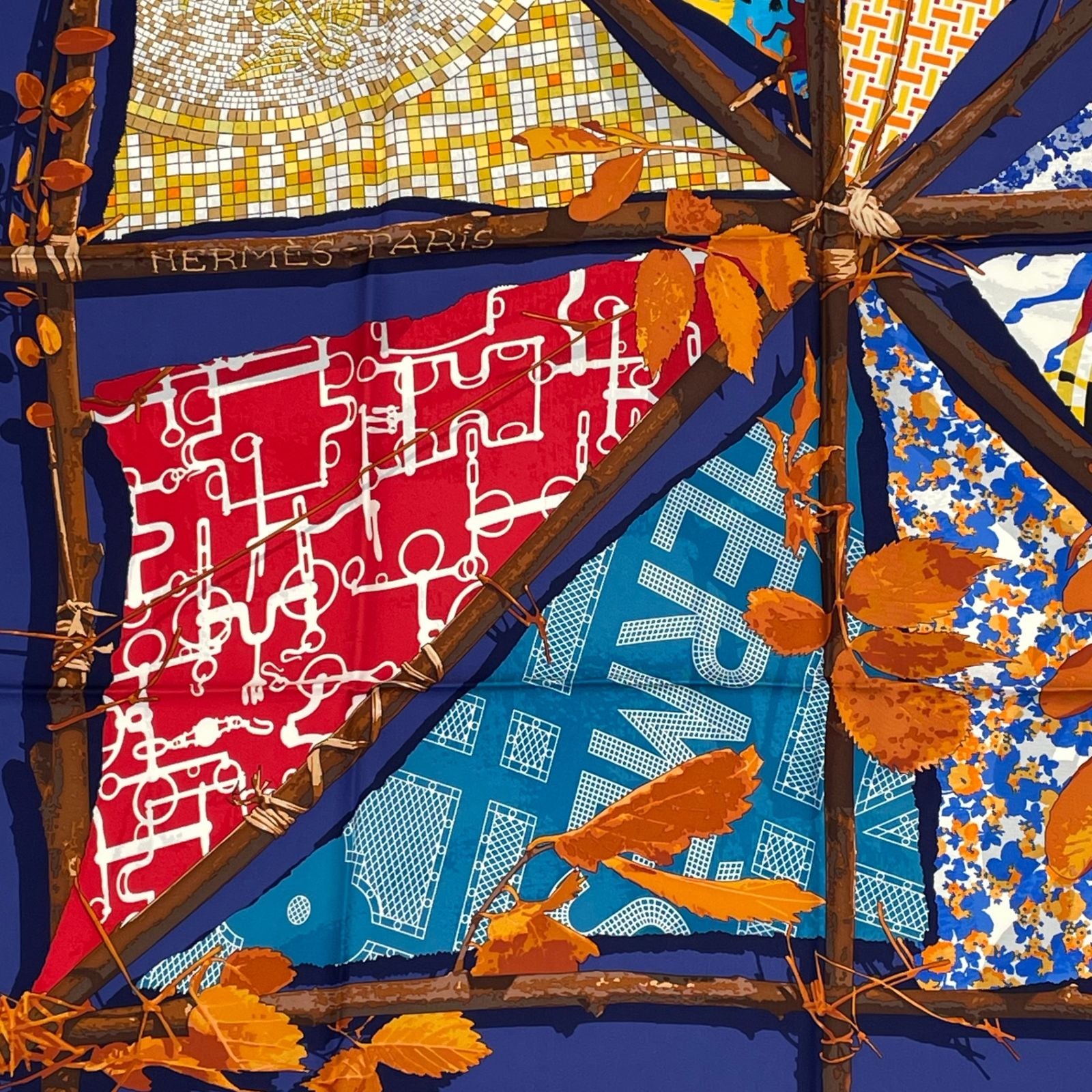 Hermes Carre 90 Chic Robinson le Scarf Silk Blue — view 4