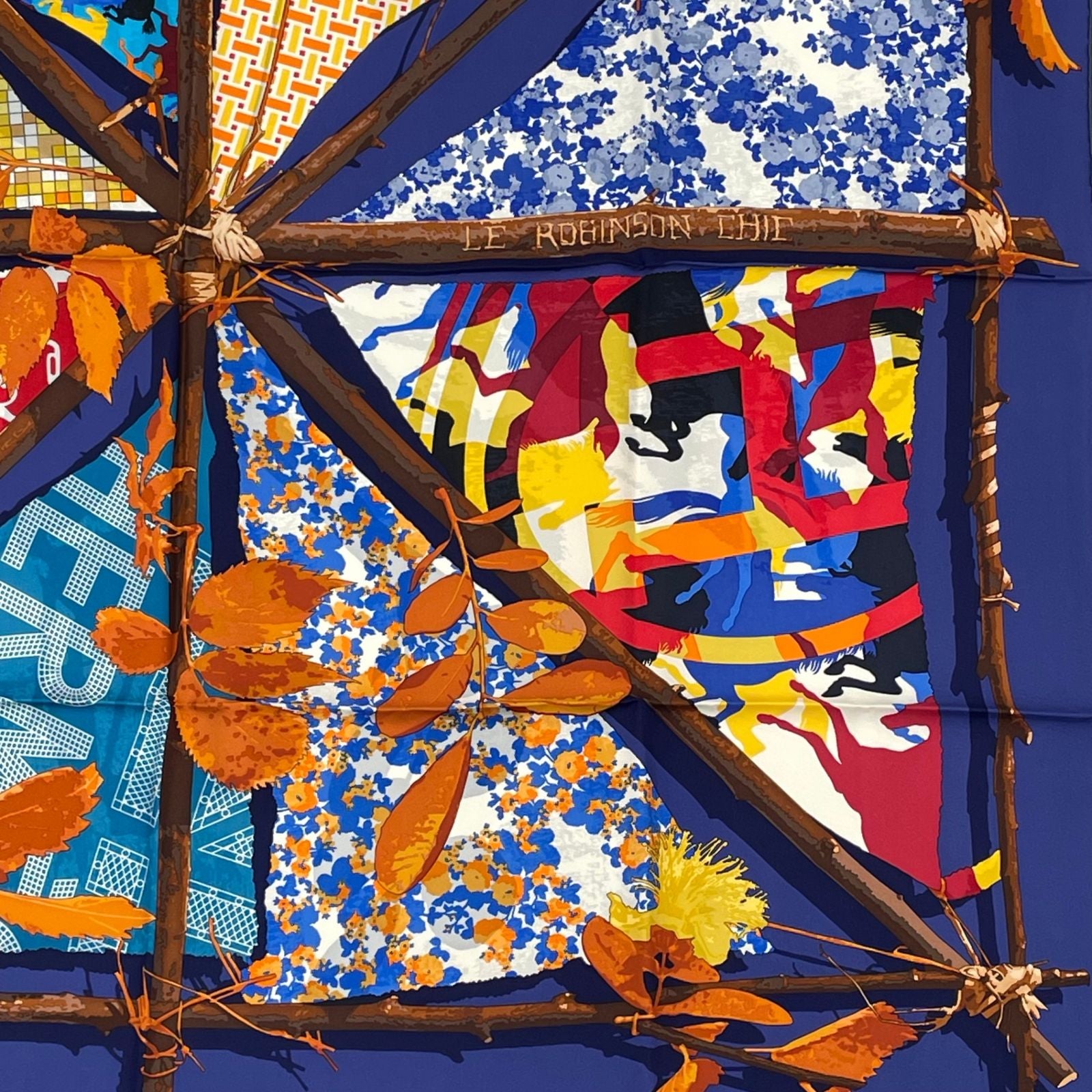 Hermes Carre 90 Chic Robinson le Scarf Silk Blue — view 5