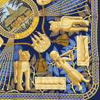 Hermes Scarf Carre 90 Royal Treasures of Benin Blue — view 5