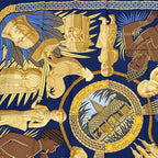 Hermes Scarf Carre 90 Royal Treasures of Benin Blue — view 2