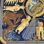 Hermes Scarf Carre 90 Royal Treasures of Benin Blue — view 4