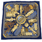 Hermes Scarf Carre 90 Royal Treasures of Benin Blue