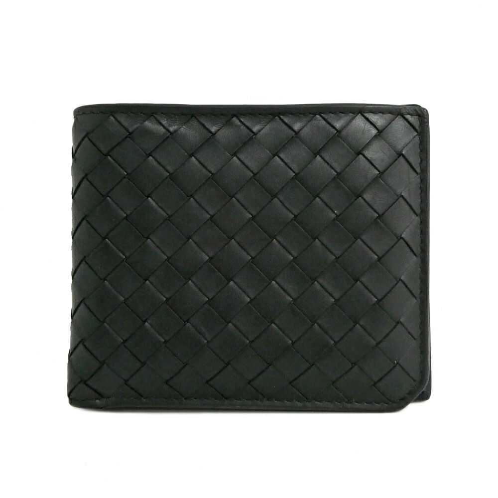 Bottega Veneta Intrecciato Piccolo Bifold Wallet Calf Leather Black Billfold